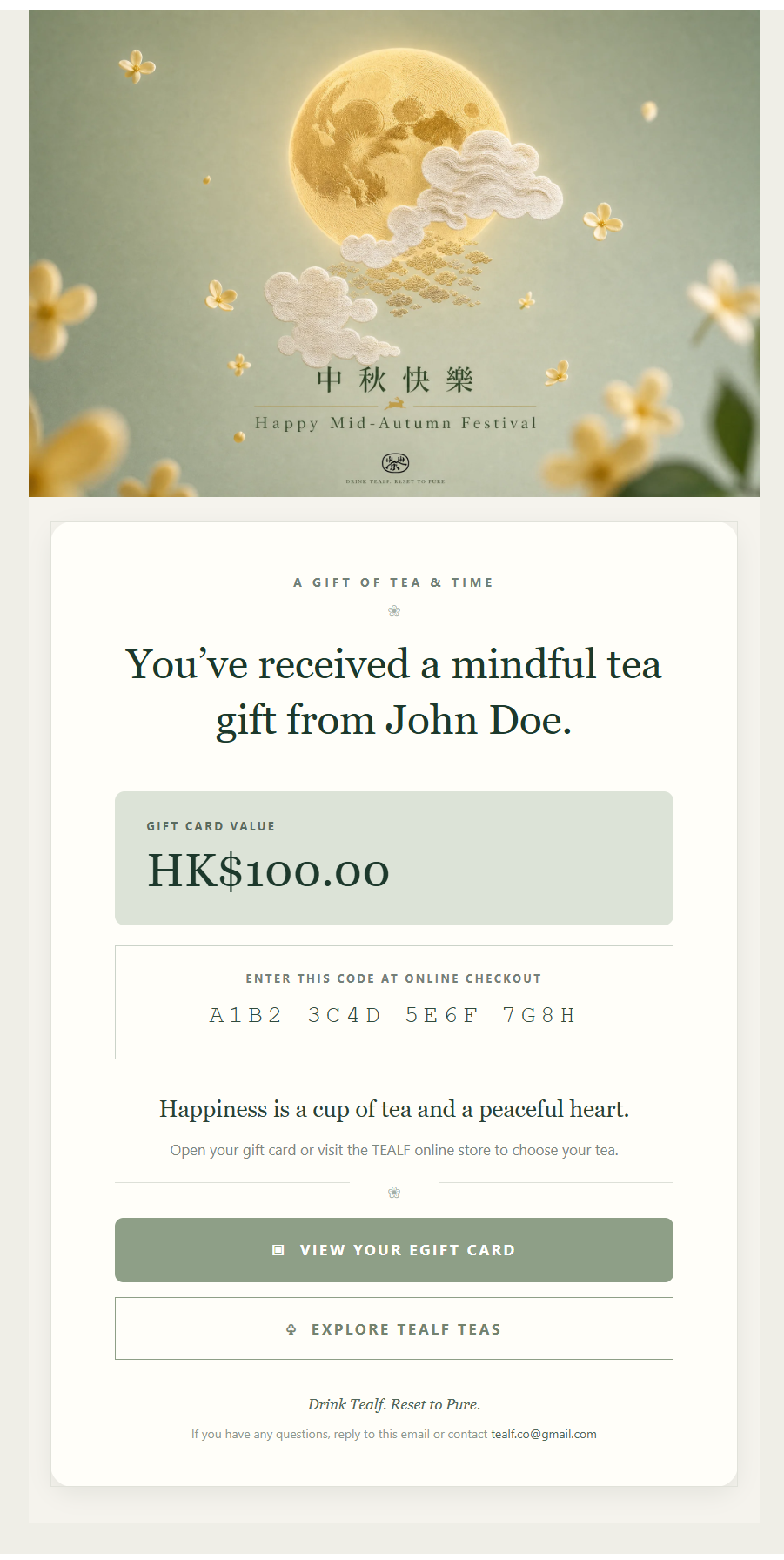 A beautifully presented gift by email
